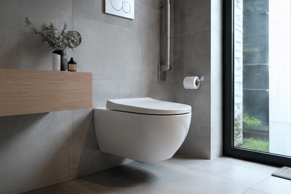 erhöht montiertes Hänge WC in moderner Optik – Schade GmbH